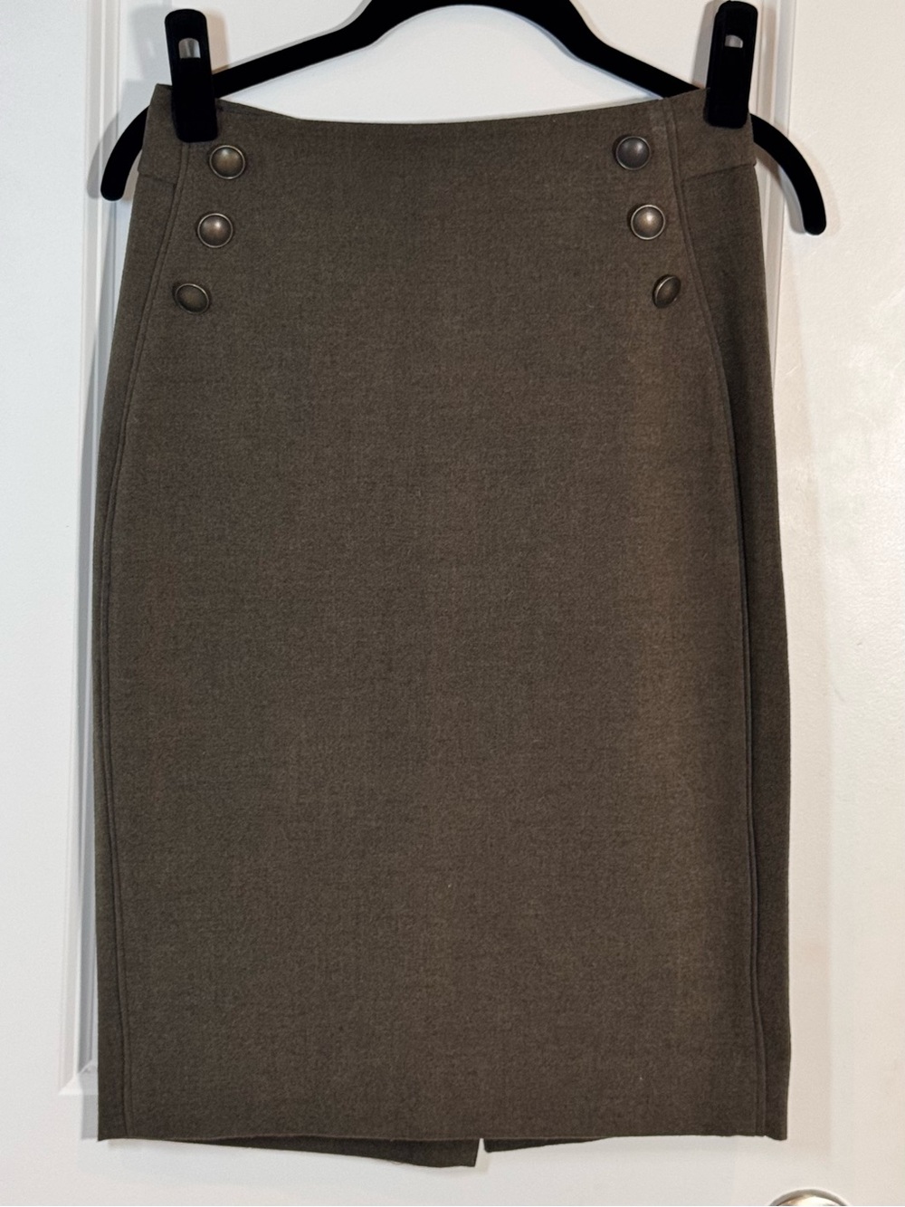 The Limited Pencil Skirt Womens 0 Taupe Military Button Career Office Stretch